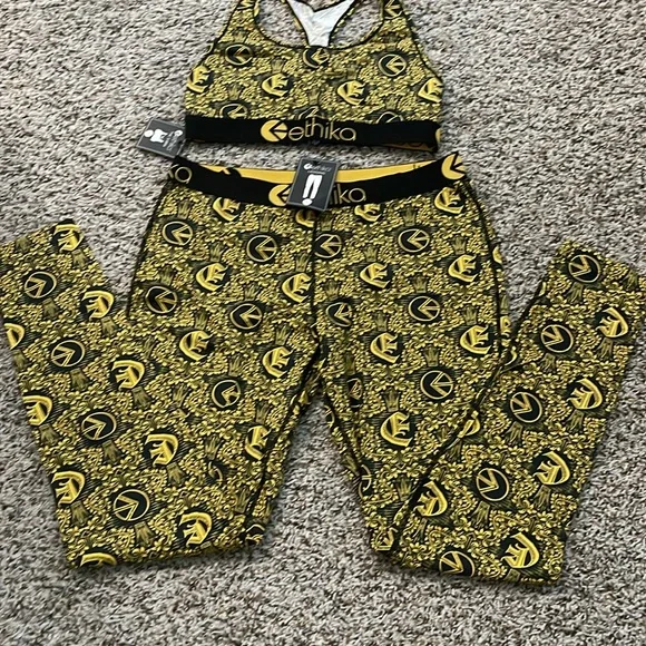Ethika Yellow and Black Sports Bra and Leggings Set - Picture 3 of 5